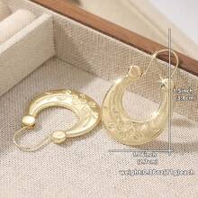 1 Par de Brincos Clássicos Vintage Artesanais em Ouro Redondo, Joias Criativas e Requintadas para Mulheres, Brincos de Cobre Luxuosos e Elegantes, Adequados para Uso Diário e Eventos Especiais, Presente Perfeito para as Festas - Ouro - Ver 7