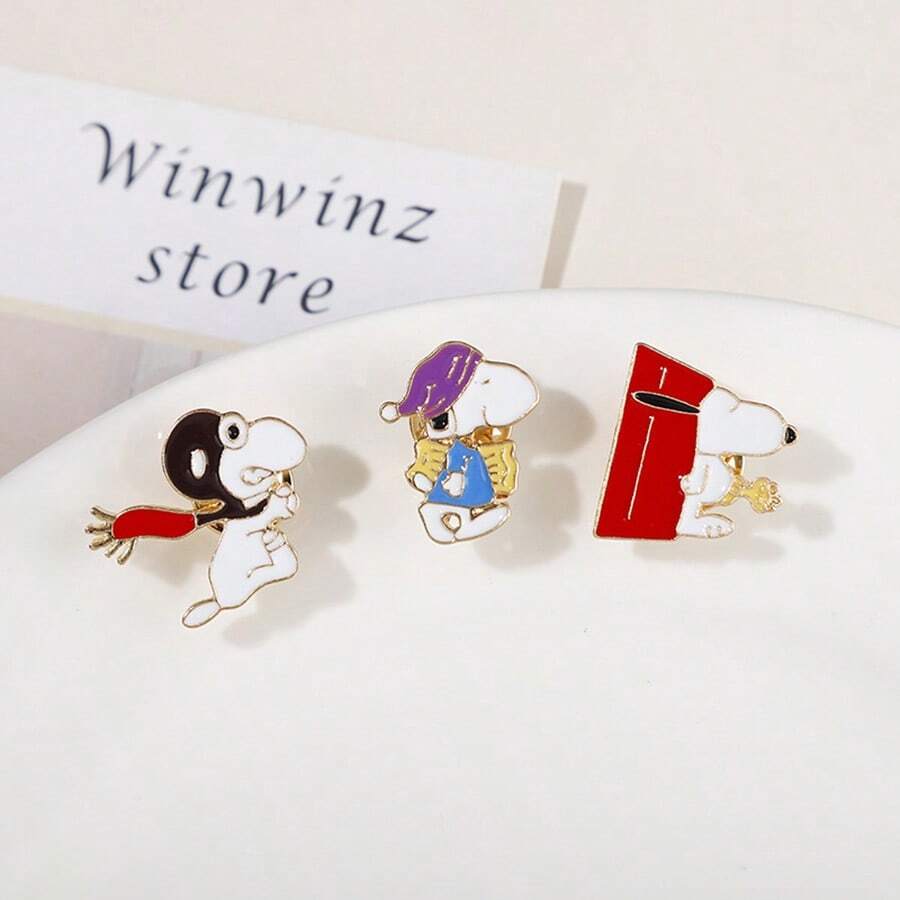 1pc Cartoon Enamel Brooch, Metal Badge Backpack Clothing Jewelry Accessory (Random Style) - Multicolor - View 1