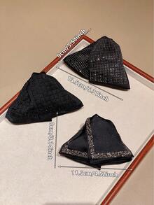 1/2pcs Women's Fashionable Full Rhinestone Triangle Hair Clips, New Hair Claw For Bun Hairstyle, Stylish Convenient Clips For Party, Beach, Dress, Daily Wear, Suitable As Valentine's Day Gift, Accessory! Summer Hair Accessories Beach Claw Clips Vacay,Holiday,Travel,Festival,Birthday - Black - View 5