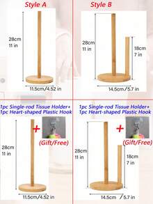 竹制纸巾架，厨房纸巾架，台面纸巾盒，竹制卷纸巾架，桌面餐巾纸架，厨房纸巾架，适用于厨房、餐厅、餐馆，保鲜膜架，桌面收纳架，橱柜标准纸巾架，防滑底座 - 彩色 - 查看 5
