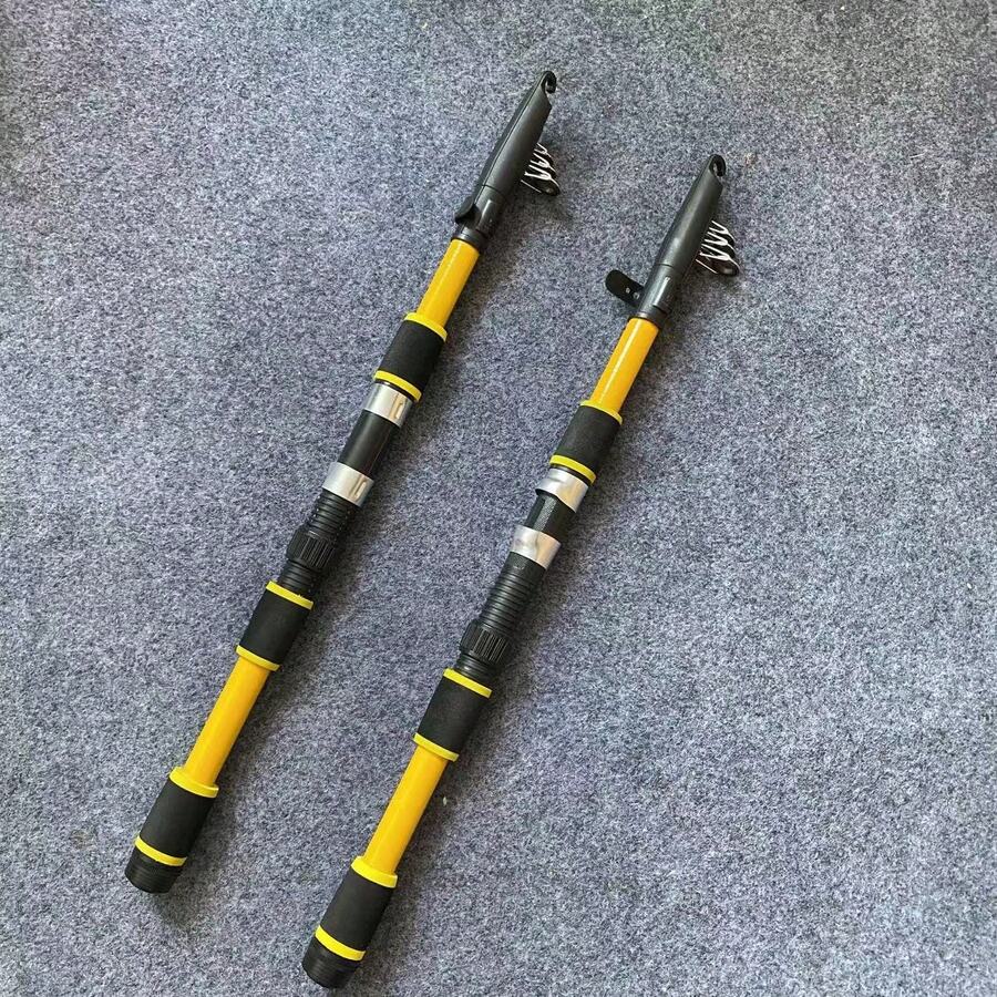 Telescopic Short Rod Fishing Rod Combo Set, Super Hard Long Distance Casting Rod With Metal Reel, Full Set Throwing Rod Fishing Tackle - Yellow - View 1