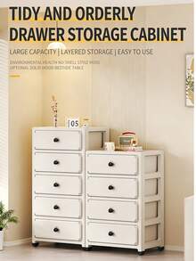 Meuble de rangement mobile de couleur crème avec roulettes cachées, grand meuble de rangement mobile convenant pour le salon, la chambre à coucher. Petit meuble de rangement à tiroirs pour ranger les collations, les jouets, les articles divers, la salle de jeux, le salon, la chambre à coucher et la salle de classe - Multicolore - Voir 2