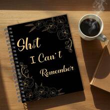 1pc A5 Spiral Password Notebook - "Things I Can't Remember" Online Password Record Book, Black With Golden Floral Design, Website Login Address Organizer, Scrapbook Tool, Beautiful Notebook - A5 - View 4