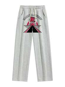 Matching Outfits For Couples, Unisex Loose Straight Sweatpants, Casual Sports Pants, Couple Pants For Boyfriend, Girlfriend, Husband, Wife, Commemorative Gift, Suitable For Spring, Summer, Autumn - Light Grey - View 2