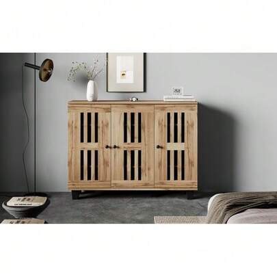 Side Cabinet Measuring 120 X 32 X 92 Cm, Suitable As A Living Room Side Table, Dining Room Cabinet, Or Large Three-Door Cabinet With 8 Separate Storage Compartments. Ideal For The Living Room, Bedroom, Office, Or Study.