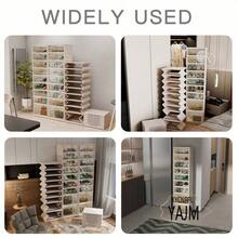 9 Tiers-36 Pairs Foldable Shoe Cabinet With Doors, Large Plastic Folding Shoe Cabinet, Easy Assembly Shoe Shelves Organizer For Entryway, Living Room, Household Storage And Organization - 18 雙(9S)- 白色 - 查看 6