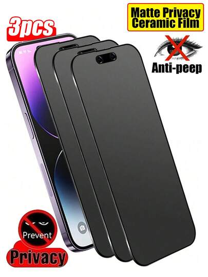 3pcs Privacy Screen Protector, Compatible With IPhone, Designed For Daily Use, Office, And Home Entertainment, Achieves Approx. 28 Degree Anti-Peeping Angle Protection, Paired With Ultra-Thin Base Material And Refined Surface Treatment, Smooth Touch, TPU Material, Anti-Collision, Built-In Shock Absorption Structure, Carefully Designed Size For Easy Installation And Compatibility With Most Protective Cases