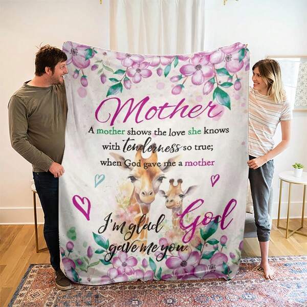 母亲节礼物：儿子/女儿赠送的信封式花卉图案毛毯 - 超柔软、舒适、保暖的法兰绒毯，采用厚实的针织涤纶面料制成 - 非常适合露营、办公室小憩、宿舍使用和作为礼物 - 可机洗，易于打理