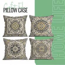 4pcs Bohemian Rug Pattern Cushion Cover Set - Peach Velvet Pillow Case, Decorative Pillow Covers Suitable For Living Room Sofa Bedroom, Pillow Inserts Not Included - Multicolor - View 2