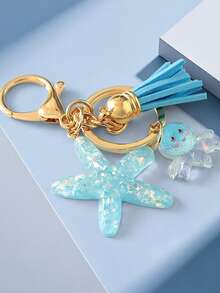 1个海星流苏钥匙扣，可爱少女百搭包包挂饰 - 彩色 - 查看 2