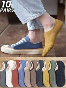 10 Pairs Women's Striped Candy Invisible Socks Fou - Multicolor - View 4