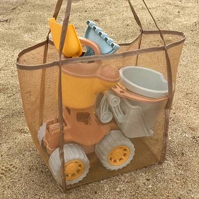 Ultra-Light Foldable Outdoor Tote Bag, Made Of Polyester With Reinforced Handle And Waterproof Coating, Suitable For Teenagers To Store Toys, Shells, Clothes And Towels During Beach Trips