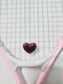 1pc Shiny Crystal Heart Tennis Dampener, Girly Tennis Racket Shock Absorber, Bright Silicone Shock Absorbing Device, Available In Multiple Colors For Racket Decoration, Crystal Heart Shock Absorber For Tennis Training & Decoration, Cute Racket Face Decor Accessory Designed For Tennis Enthusiasts, Perfect Gift For Tennis Lovers - Multicolor - View 10