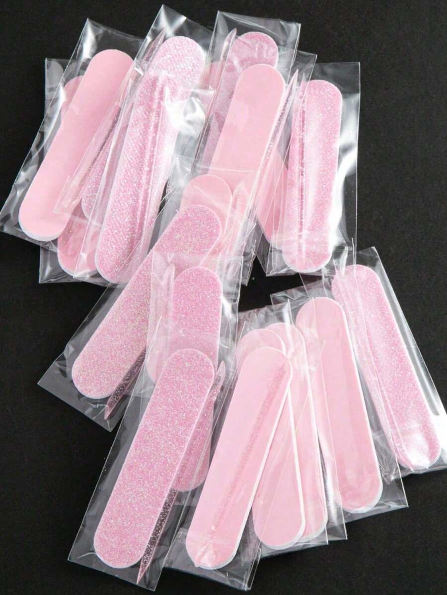 10 Packs Glitter Pink Dual Use Disposable Mini Nail Buffer File Set For Nail Art Sanding Polishing Buffer Nail Files Block Professional Manicure Set - Pink - View 1