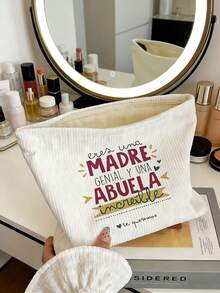 1pc "World's Best Grandma" Printed Cosmetic Bag, Travel Toiletry Bag, Women's Makeup Bag, Grandma Gift, Travel Essentials, Holiday/Vacation/Back To School Supplies Bag, Student Travel Bag, Women's Travel Makeup Bag, Mother's Day Gift - Multicolor - View 3