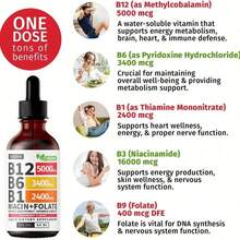 Selling Fast!Vitamin B12 5000mcg + B6 Liquid Drops – Sublingual Energy & Brain Support With Methylcobalamin, B1, Folic Acid, Raspberry Flavor (1pcs). Women's Health. - Rose Red 1 - View 6