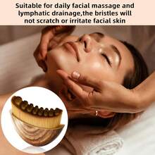 Premium Gua Sha Facial Tool , Reduces Puffiness & Enhances Blood Circulation Gentle Dry Lymphatic Drainage Massage Brush For Daily Skincare 1Pc Handmade Professional Beauty Care Accessory - Brown - View 2