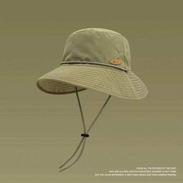 Sombrero de protección UV para mujer, sombrero de cubo reversible y versátil para el verano - Etiqueta de cuero de doble cara de pescador - Añade 10