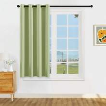 1pc Or 2pcs Available/Lightweight Blackout Curtains/Lightweight Coated 100% Blackout Curtains On /Top Eyelet Metal Ring Curtains/Room Darkening Privacy Curtains/Living Room Curtains/Bedroom Curtains - Green - View 23