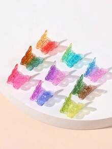 20/30pcs Random Color Butterfly Hair Clips For Girls, Everyday Wear Butterfly Hair Claws - Multicolor - View 5