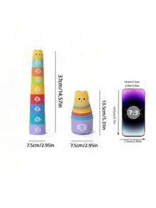 Random Color Children's Educational Stacking Toy, Rainbow Tower Kids Toy, Children's Ring Stacking Toy, Beach Toy, Holiday Gift, Birthday Gift (Random Color) - 彩色 - 查看 4