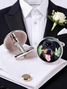 Customized Photo Cufflinks, Personalized Wedding Cufflinks, Photo Cufflinks, Groomsman Gift, Groom/ Wedding Gift, Gift For Father - Multicolor - View 10