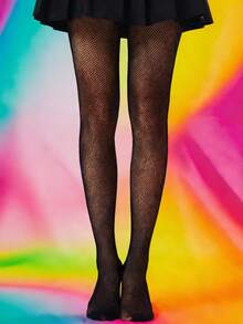 1pc Sexy Versatile Gardenia Flower Side Fishnet Stockings - Black - View 5