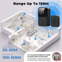 Chuông cửa video thông minh, camera an ninh HD 1080P, tầm nhìn ban đêm, cảm biến chuyển động, âm thanh hai chiều, kết nối Wi-Fi, lắp đặt có hoặc không cần khoan, cảnh báo qua ứng dụng, pin sạc/cấp nguồn USB, điều khiển an ninh nhà qua ứng dụng. - Chuông cửa có camera - Xem 10