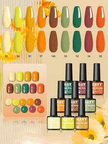 GAVY 9件套经典流行美甲凝胶指甲油套装，棕色/柠檬黄/绿色等，专业美甲，新手必备，春夏美甲 - 彩色 - 查看 11