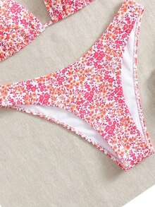 Áo tắm Tankini nữ cổ yếm điều chỉnh được, họa tiết hoa nhí - Nhiều màu - Xem 7