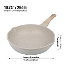 1 pieza Sartén antiadherente de fondo plano, apta para todo tipo de cocinas, disponible en negro/blanco, utensilios de cocina esenciales, sartén de fondo plano de aluminio fácil de limpiar - Ver 7