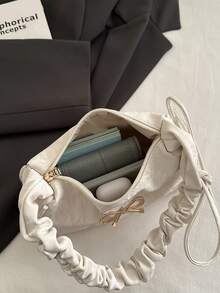 New Stylish Cute Fashion Pleated Bowknot Shoulder Handbag, Versatile Korean Style - White - View 9