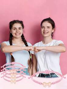 Bộ 3 vòng tay bện hình nơ dễ thương, có thể điều chỉnh kích thước, quà tặng cho hoạt náo viên, vũ công, bạn bè, Ngày của Mẹ, quà tặng tình bạn. - A - Xem 3