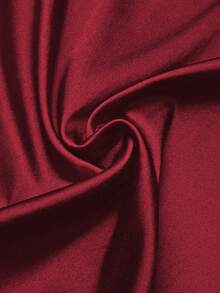 Áo kiểu nữ cỡ lớn cổ chữ V thanh lịch, chất liệu polyester, màu trơn, tay ngắn, kiểu dáng thời trang cho mùa xuân và mùa hè. - Màu Đỏ Sâu - Xem 4