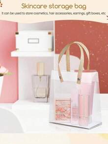 2/10/20pcs Valentine's Day Transparent Gift Bags, Christmas Gift Wrapping Bags, Transparent Frosted Handle Bags With Wrist Strap, Suitable For Jewelry, Cosmetics Storage, Perfect Gift Bags For Valentine's Day, Wedding, Thanksgiving, Shopping, Party, Craft Tote Bags, Moon Festival, Banquet Souvenirs, Small Business Giveaway Bags Valentine Day - 清除 - 查看 3
