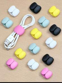 10 piezas/20 piezas Clips organizadores de cables de colores aleatorios, envoltorios decorativos para enrollar auriculares y cables de carga, dispositivo multifuncional para enrollar - Multicolor - Ver 3