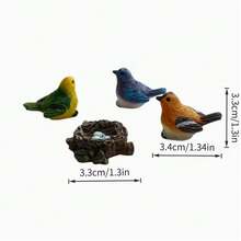 Set de 4 piezas de estatuas de pájaros de resina de colores, con 3 pájaros multicolores y 1 nido, adecuado para macetas de suculentas, jardines de rocas y decoración de mesa, excelente para decoración del hogar o del jardín - A - Ver 9