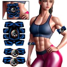 ABS Stimulator Workout Equipment, Ab Machine USB Rechargeable Gear For Abdomen/Arm/Leg, Smart Shaping Trainer For V Face, EMS Wireless ABS Muscle Stimulator - Black - View 1