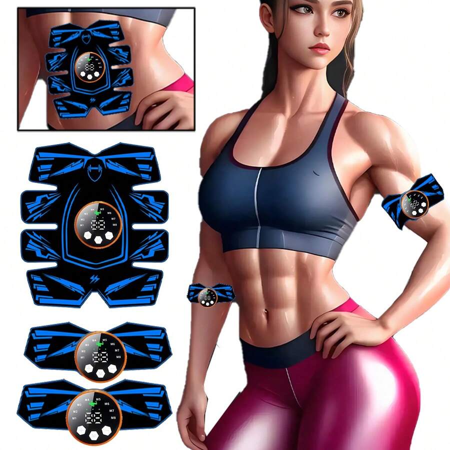 ABS Stimulator Workout Equipment, Ab Machine USB Rechargeable Gear For Abdomen/Arm/Leg, Smart Shaping Trainer For V Face, EMS Wireless ABS Muscle Stimulator - Black - View 1