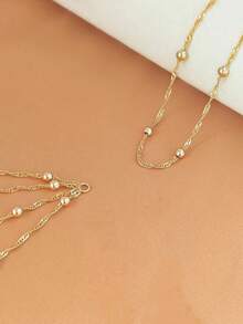 14K Gold Plated Women's Body Chain, Sexy Multi-Layer Waist Chain Crossed Bikini Bra Body Jewelry, Summer Beach Crystal Beads Decorations Women Accessories - Gold - View 4