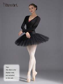 DonsGirl 1 chiếc áo ba lỗ dài tay kiểu Pháp dành cho nữ - Thắt dây chéo, cổ chữ V sâu, dáng ôm, màu trơn | Thích hợp cho tập thể dục, yoga, khiêu vũ Latin và mặc hàng ngày | Màu đen mùa xuân - màu đen - Xem 7