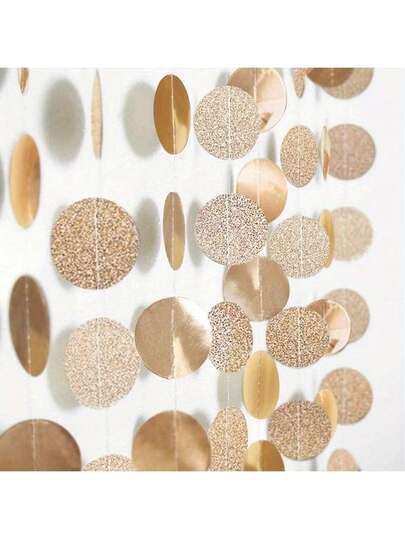 36条香槟金波点花环横幅 - 157.4英寸纸质波点悬挂旗帜，适用于婚礼、生日、亡灵节派对装饰 - 纸质花环装饰，可用于天花板、墙壁、帽架 - 多色悬挂装饰，适用于婚礼、生日、毕业典礼、新年派对