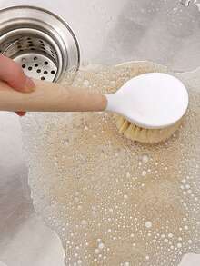 1pc Pot Brush, Household Dishwashing Brush, Non-Scratch Pot Cleaning Brush, Long Handle Kitchen Brush, Oil-Absorbing Pot Brush, Descaling - A - View 3