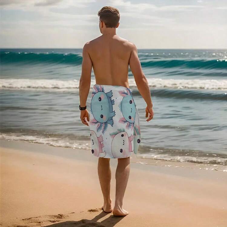 1条超柔软墨西哥蝾螈卡通沙滩巾 - 涤纶材质，轻便，可机洗，吸水性强，多用途，适用于运动、水疗、瑜伽、酒店、健身房等。 - A - 查看 11