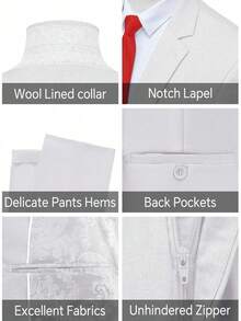Men's 3 Piece Suit Slim Fit Solid One Button Party Wedding Tuxedo Suits Blazer Jacket Vest Pants Set - White - View 2