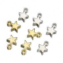 100 piezas Colgante de estrella de moda CCB, encantos de estrella de plástico ABS de 5 puntas en tono dorado y plateado, adecuado para pulsera DIY, collar, joyería y accesorios de manualidades - 100 piezas - View 6