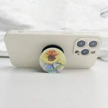 1 Piece - Creative Oil Painting Flower Phone Holder - Adhesive Round Holder - Foldable Non-Slip Phone Ring Holder - Multicolor - View 3