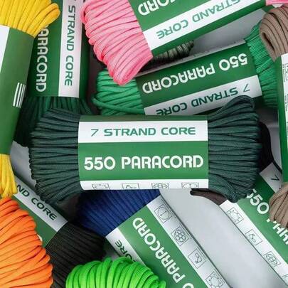 Dây dù cường độ cao 31m/bộ, 7 sợi, đường kính 4mm, chịu lực 550lbs, làm từ polyester, thích hợp dùng cho hoạt động ngoài trời, làm dây lều cắm trại, dây buộc hàng hóa, dùng để quấn chống trượt dụng cụ, đan lát DIY, làm dây phơi quần áo, nhiều màu sắc, bền chắc và đa năng.