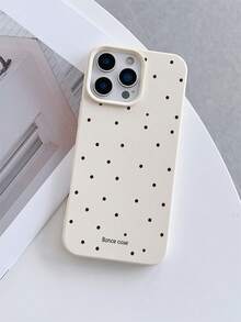 1pc Beige Leather Texture Shockproof Full Coverage TPU Soft Case With UV Printed Polka Dot & Letter Pattern, Suitable For IPhone7/8/7PLUS/8PLUS/X/XS/XR/XSMAX/11/11PRO/11PROMAX/12/12PRO/12PROMAX/12MINI/13/13PRO/13PROMAX/13MINI/14/14PRO/14PROMAX/14PLUS/15/15PRO/15PROMAX/15PLUS/16/16pro/16promax/16PLUS/17/17pro/17promax/AIR - Multicolor - View 1