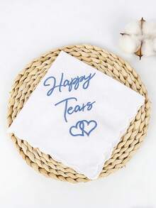 Wedding Embroidered Handkerchief With Fan-Shaped Lace Edge Design, Fun Blue Accessory For Bride's Wedding Day, Gift For Mother Of The Bride, Summer Birthday, Beach, Back To School Season, School Supplies, Room Decor - Multicolor - View 6